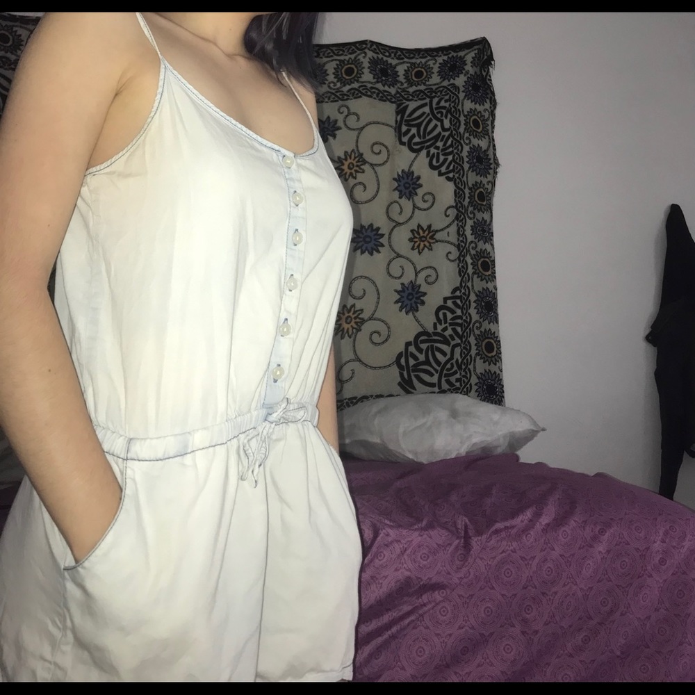 light blue/white romper